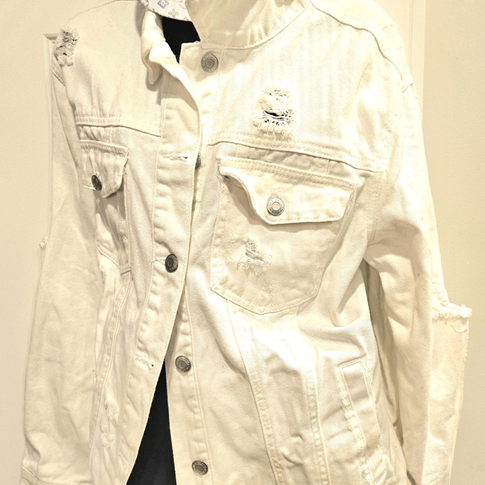 White Distressed Denim Jacket